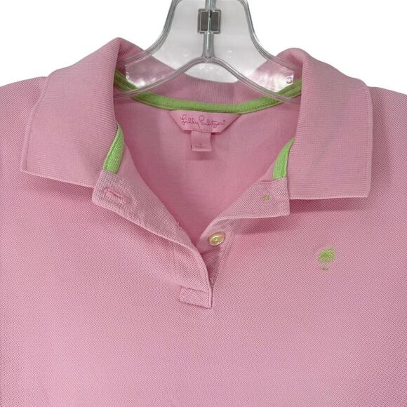 Lilly Pulitzer Polo Womens Size S Solid Pink Short Sleeve Preppy Beach Casual - Picture 2 of 6